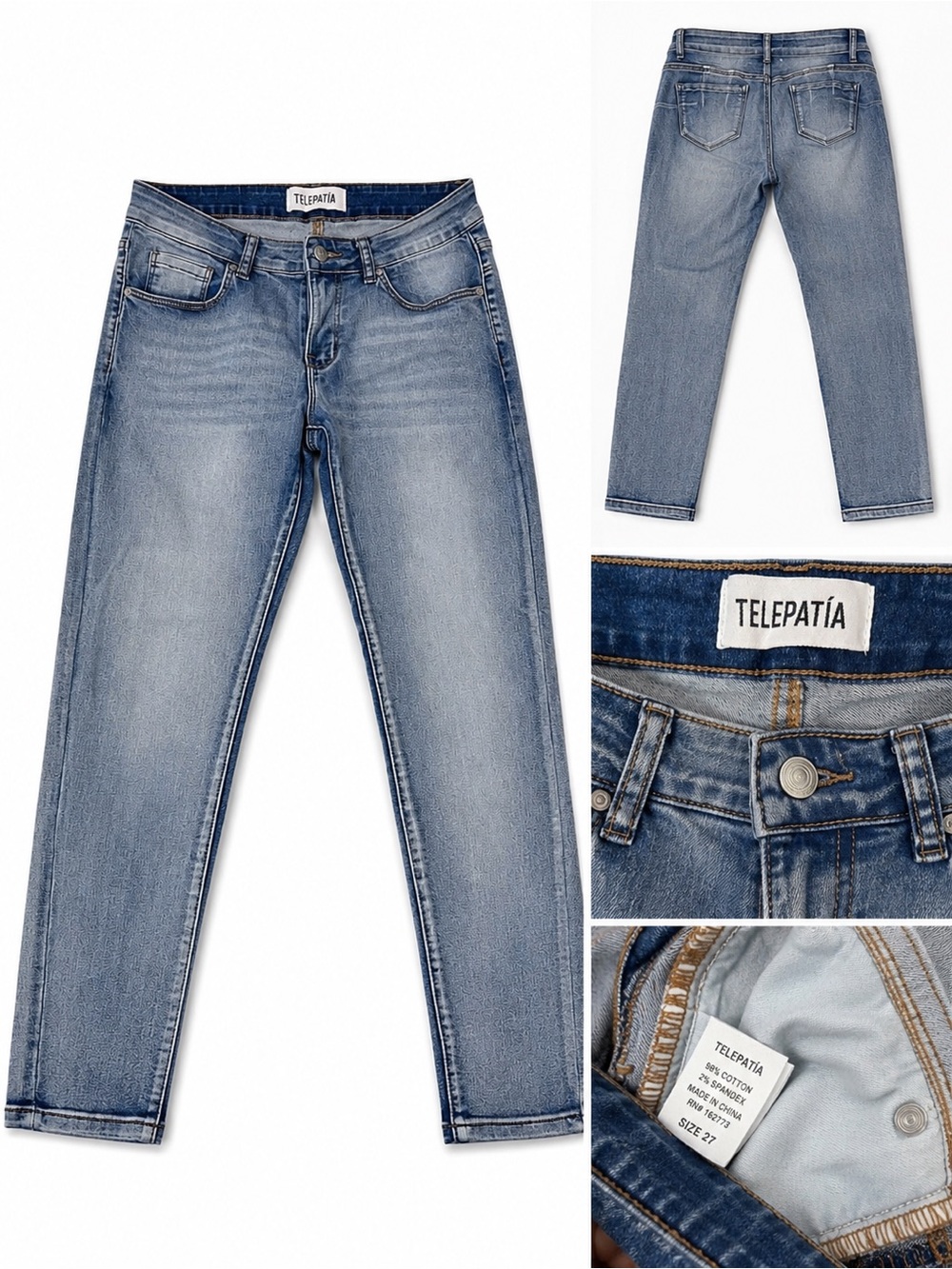 Telepatía Men's Skinny Jeans in Faded Blue